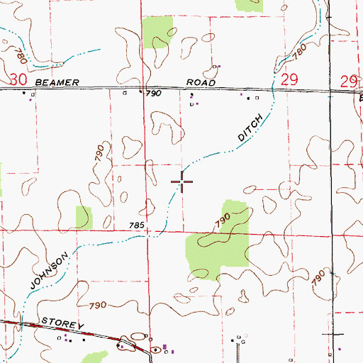 Topographic Map of Johnson Ditch, IN