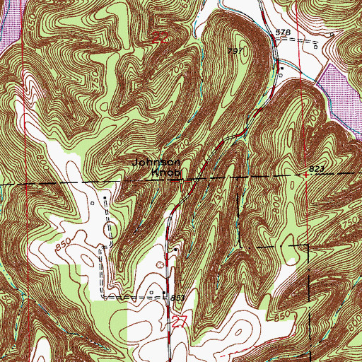 Topographic Map of Johnson Knob, IN