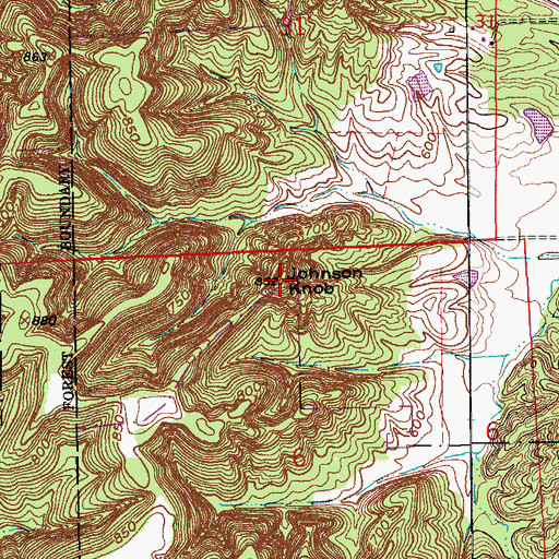 Topographic Map of Johnson Knob, IN