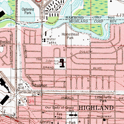 Topographic Map of Judith Morton Johnston Elementary School, IN