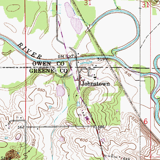 Topographic Map of Johnstown, IN