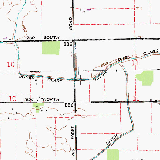 Topographic Map of Jones Clark Ditch, IN