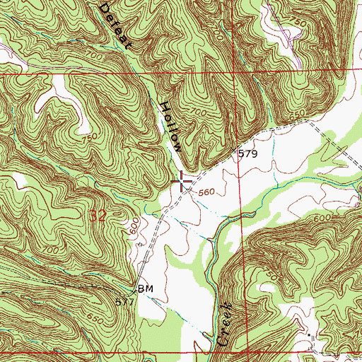 Topographic Map of Jones Defeat Hollow, IN
