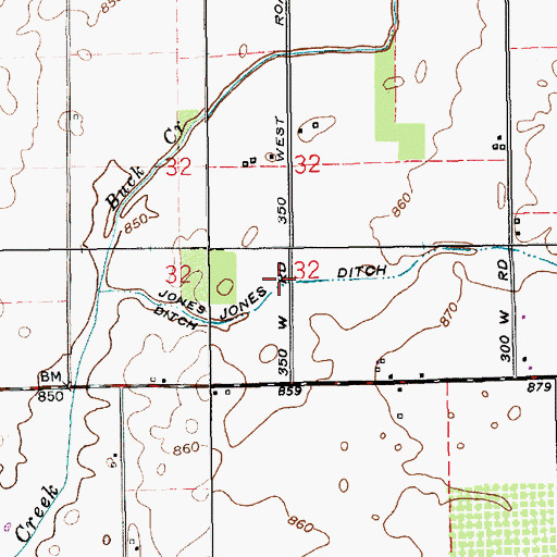 Topographic Map of Jones Ditch, IN