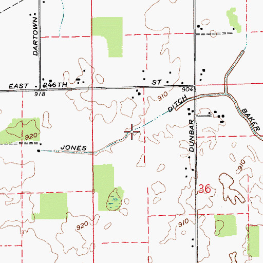 Topographic Map of Jones Ditch, IN