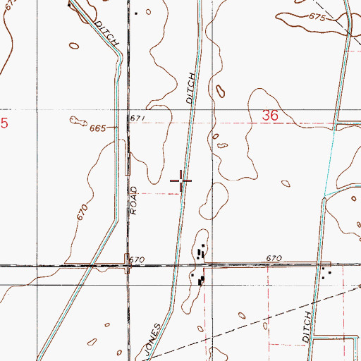 Topographic Map of Jones Ditch, IN