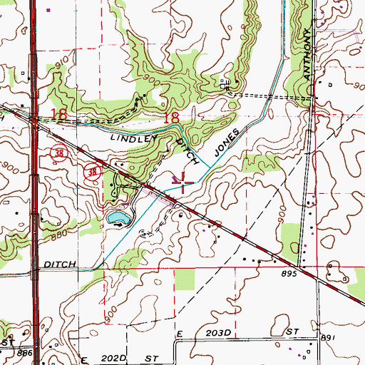 Topographic Map of Jones Ditch, IN