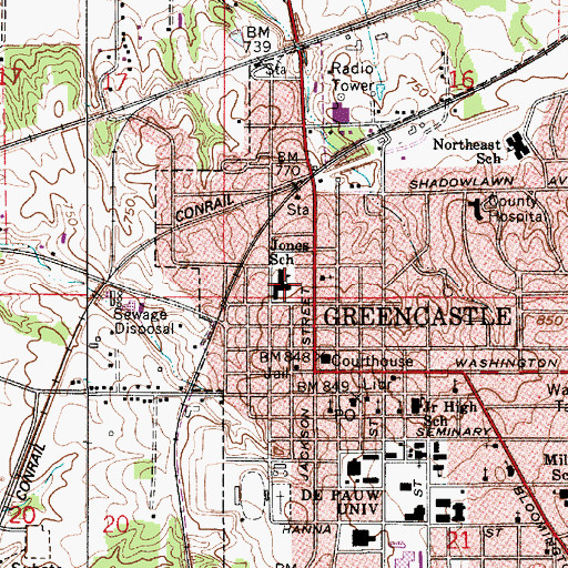 Topographic Map of Mary Emma Jones Elementary School, IN