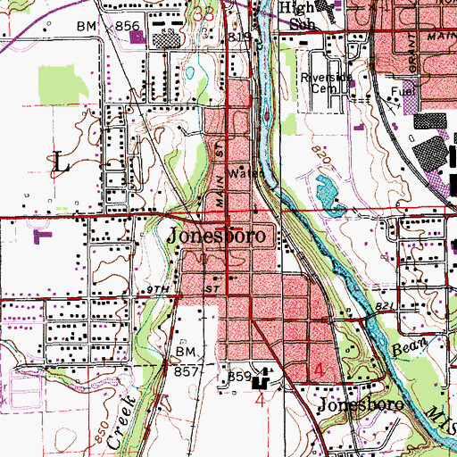Topographic Map of Jonesboro, IN