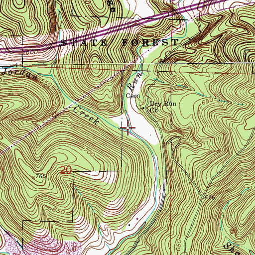 Topographic Map of Jordan Creek, IN