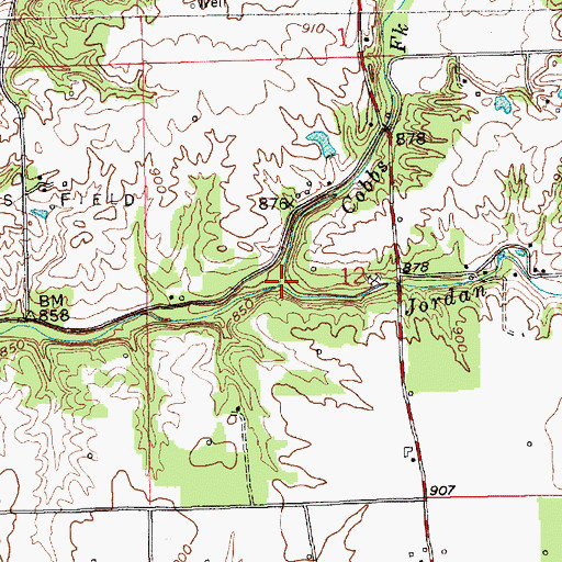 Topographic Map of Jordan Creek, IN