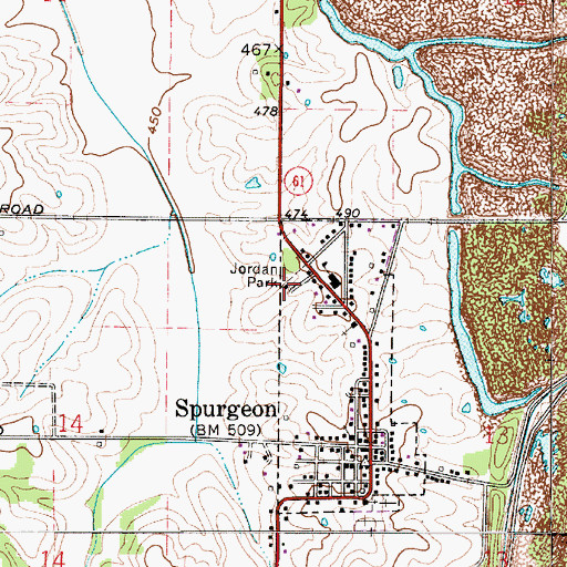 Topographic Map of Jordan Park, IN