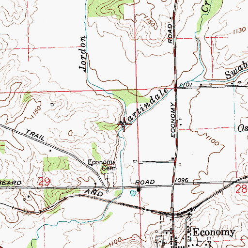 Topographic Map of Jordon Creek, IN