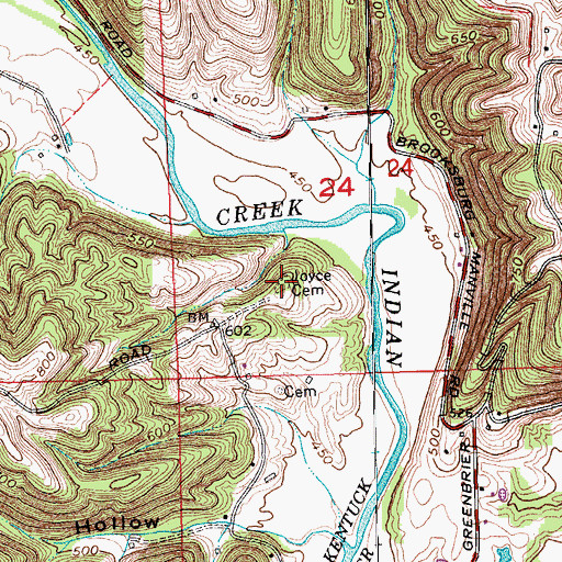 Topographic Map of Joyce Cemetery, IN