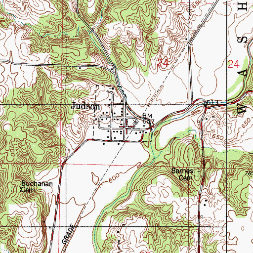 Topographic Map of Judson, IN