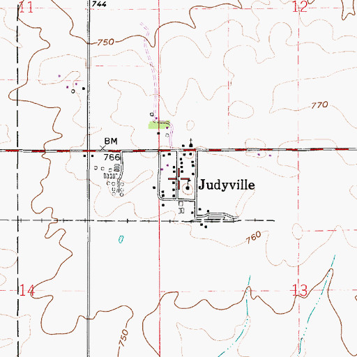 Topographic Map of Judyville, IN