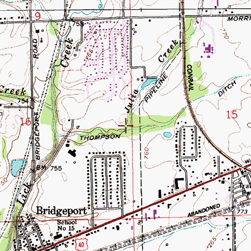 Topographic Map of Julia Creek, IN