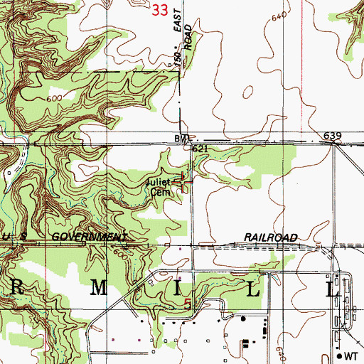Topographic Map of Juliet Cemetery, IN