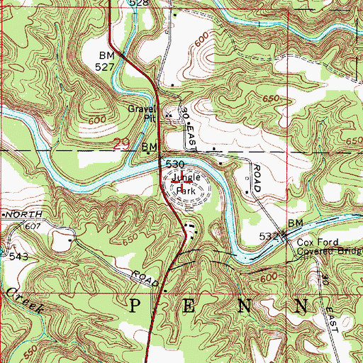 Topographic Map of Jungle Park, IN