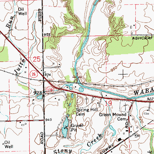 Topographic Map of Jutte Run, IN