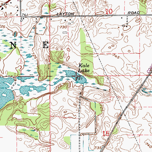 Topographic Map of Kale Lake, IN