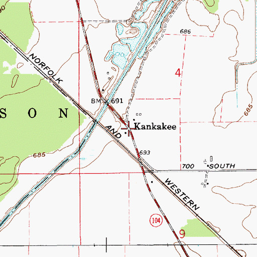 Topographic Map of Kankakee, IN
