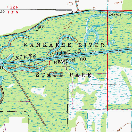 Topographic Map of Kankakee River State Park, IN