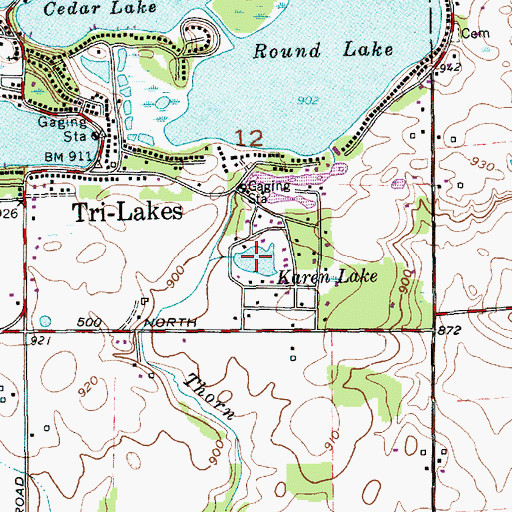 Topographic Map of Karen Lake, IN