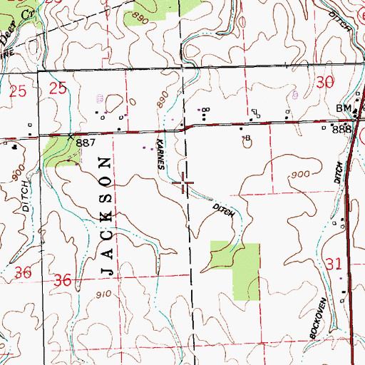 Topographic Map of Karnes Ditch, IN
