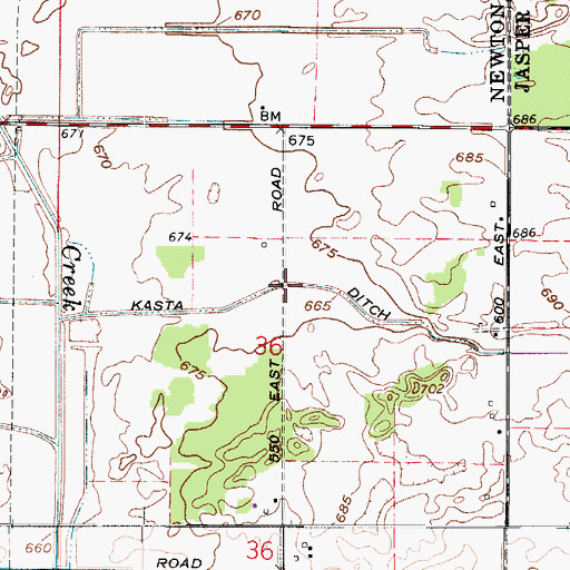 Topographic Map of Kasta Ditch, IN