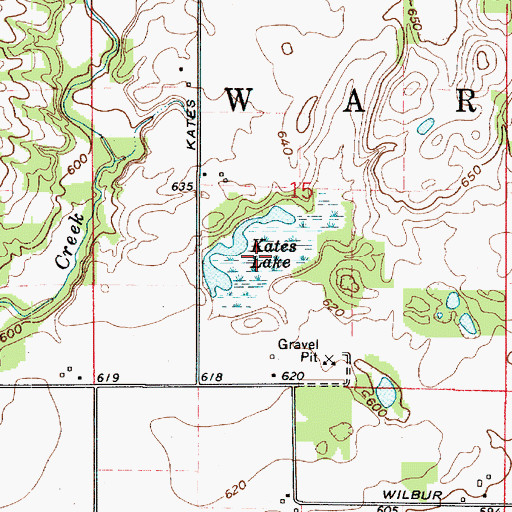Topographic Map of Kates Lake, IN