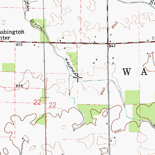 Topographic Map of Kaufman Ditch, IN