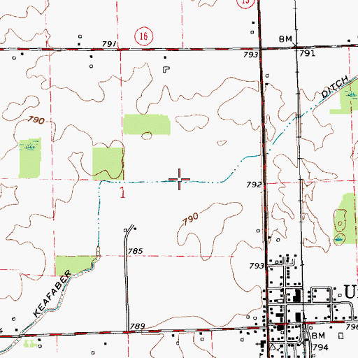 Topographic Map of Keafaber Ditch, IN