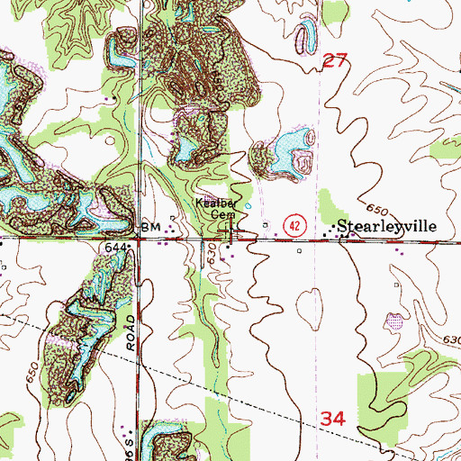 Topographic Map of Kealber Cemetery, IN