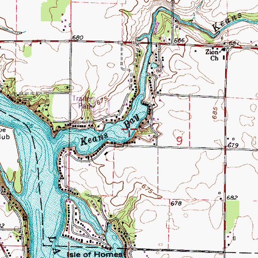Topographic Map of Keans Bay, IN