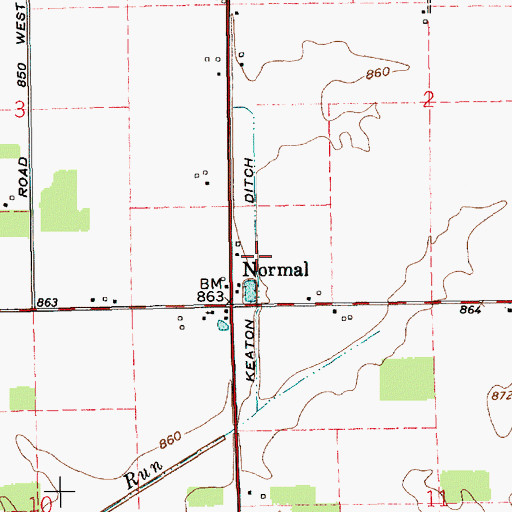 Topographic Map of Keaton Ditch, IN