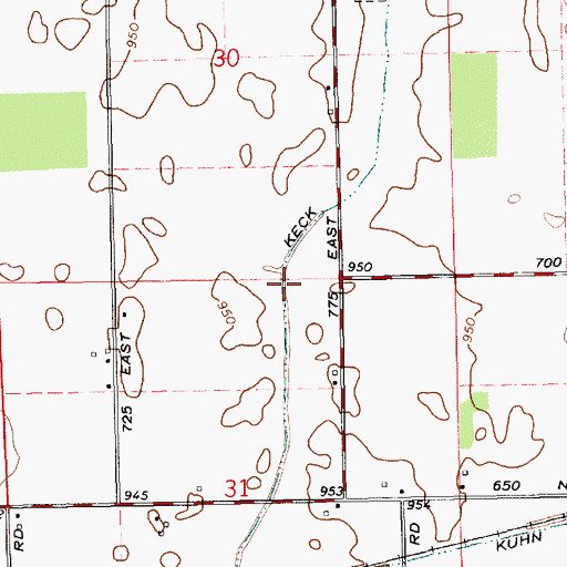 Topographic Map of Keck Ditch, IN