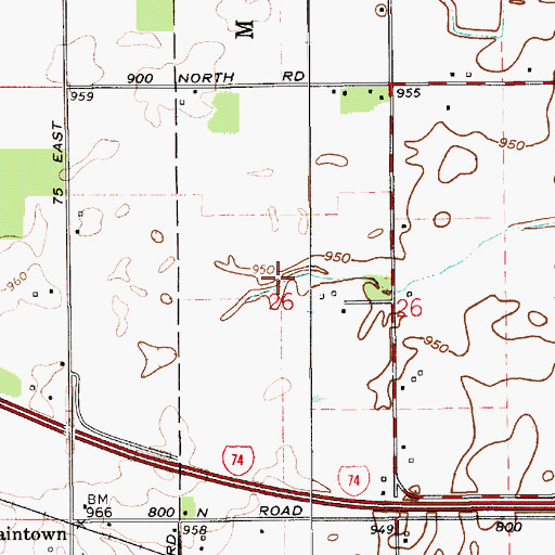 Topographic Map of Keeny Ditch, IN