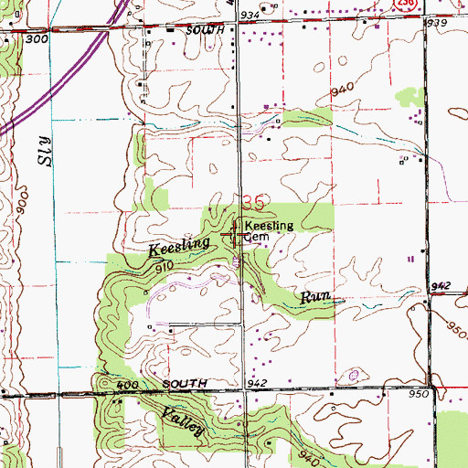 Topographic Map of Keesling Cemetery, IN