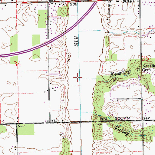Topographic Map of Keesling Run, IN
