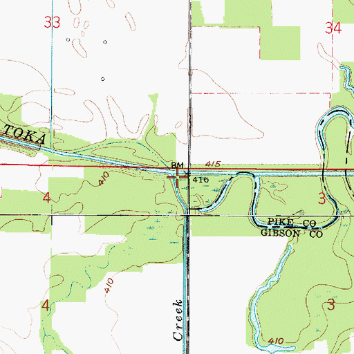 Topographic Map of Keg Creek, IN