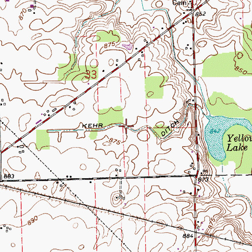 Topographic Map of Kehr Ditch, IN