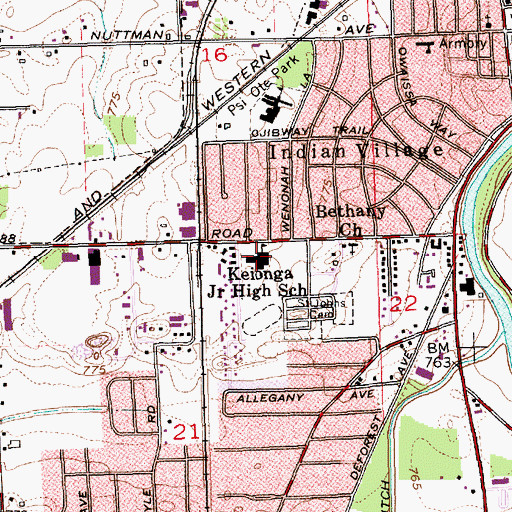 Topographic Map of Kekionga Middle School, IN