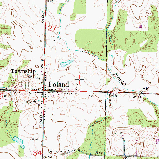 Topographic Map of Keiser Hill, IN