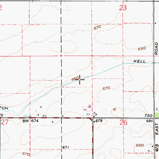 Topographic Map of Kell Ditch, IN