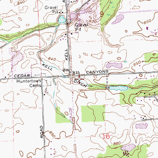 Topographic Map of Kell Ditch, IN