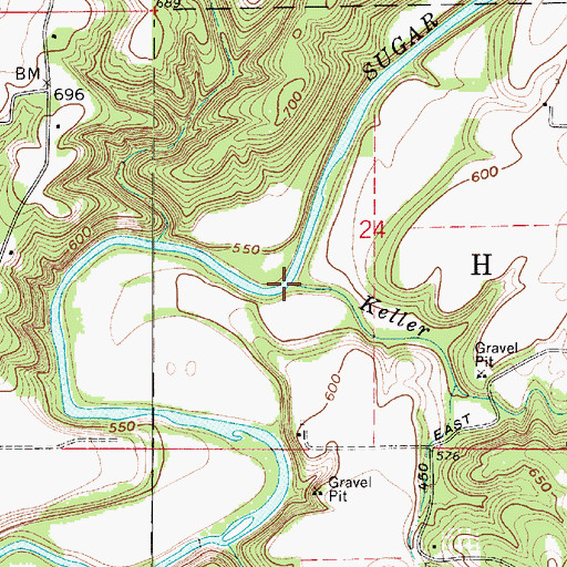 Topographic Map of Keller Branch, IN
