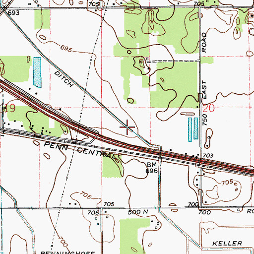 Topographic Map of Keller Ditch, IN
