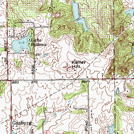 Topographic Map of Keller Hill, IN