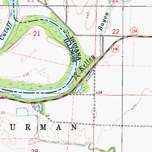 Topographic Map of Kelley Bayou, IN